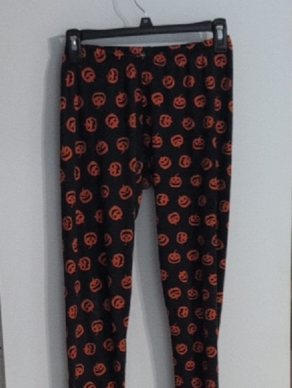 Ultra Flirt Black Leggings with Orange Pumpkin Print